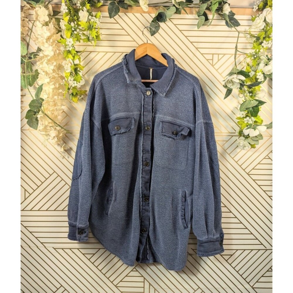 Free People Ruby Shirt Jacket Large Navy